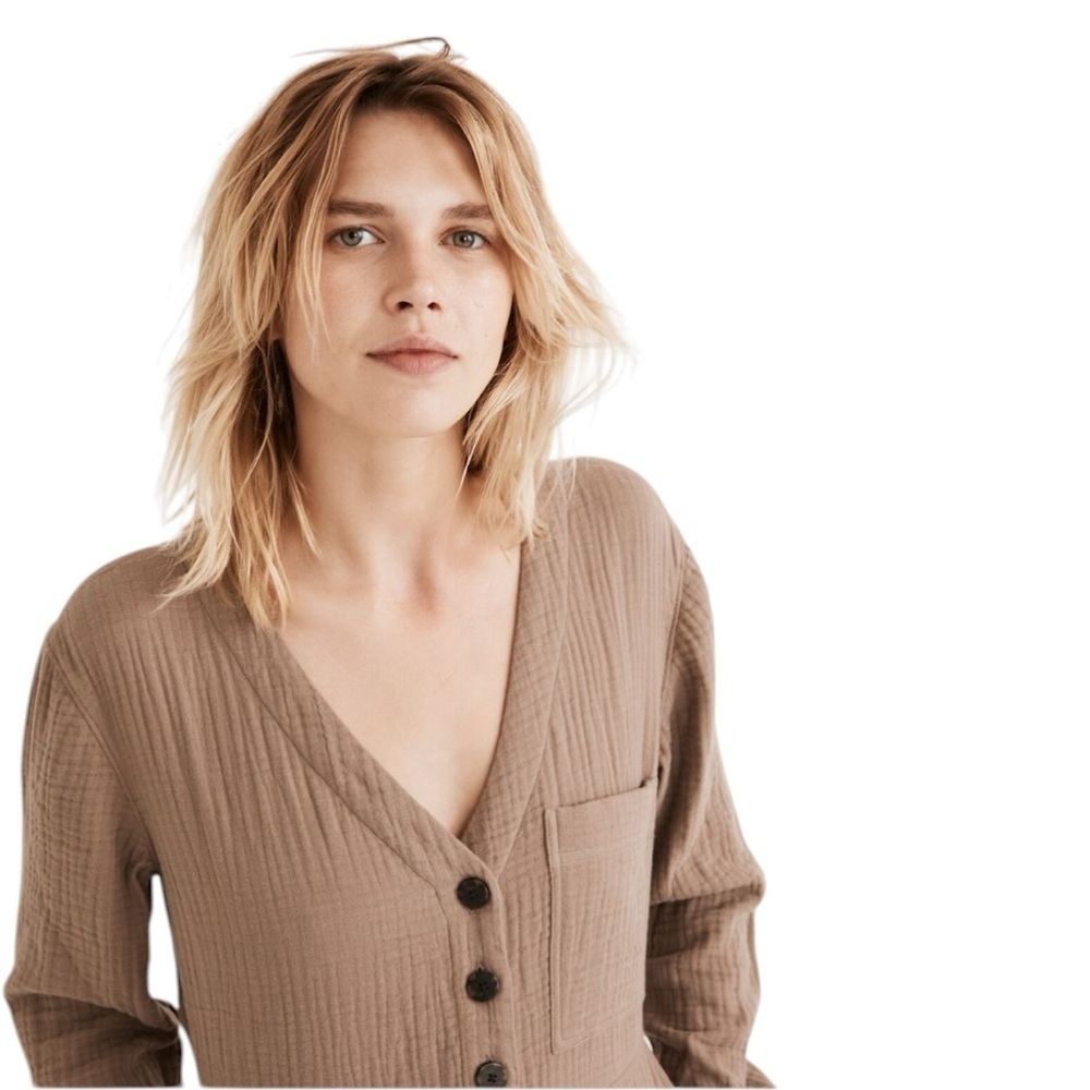 Madewell Lightspun Stitched-Pocket Coverall Jumpsuit In Telluride Stone Xl #2134 View 2